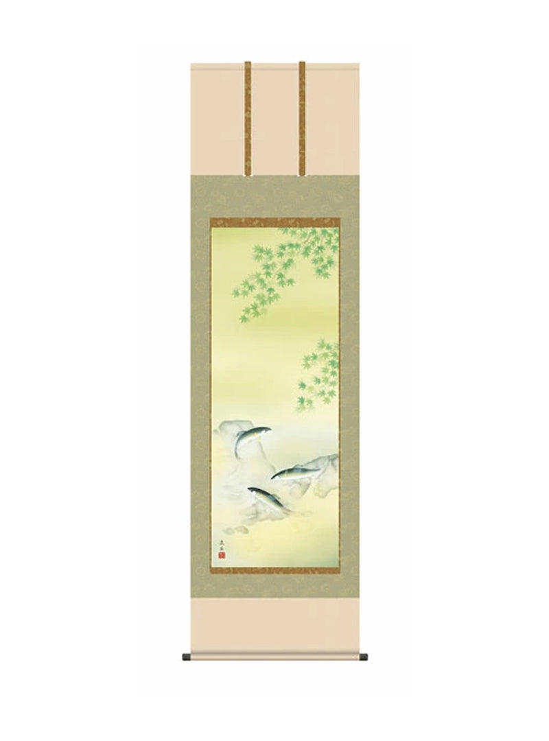 依田流石(草夕会) 楓に鮎 尺五