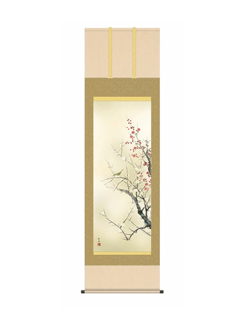 田村竹世(三美会) 紅白梅に鶯 尺五