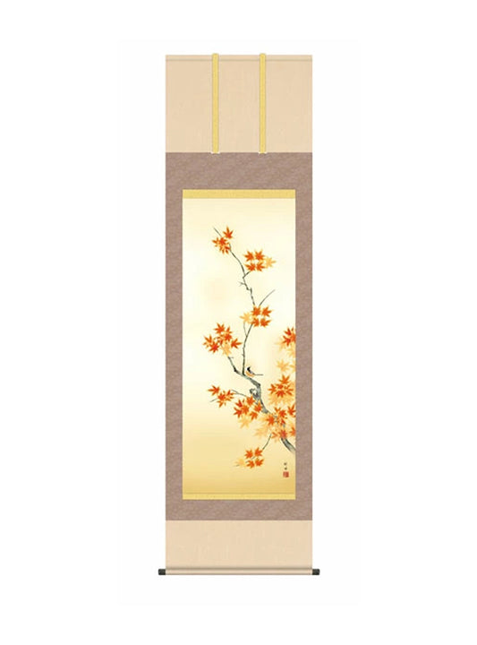 田村竹世(三美会) 紅葉に小鳥 尺五