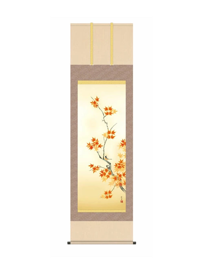 田村竹世(三美会) 紅葉に小鳥 尺五