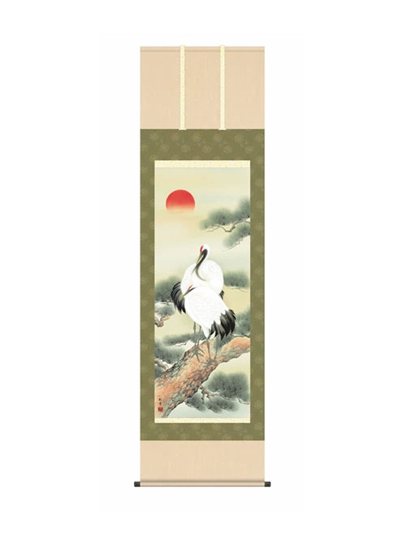 山村観峰(三美会) 松上双鶴 尺五