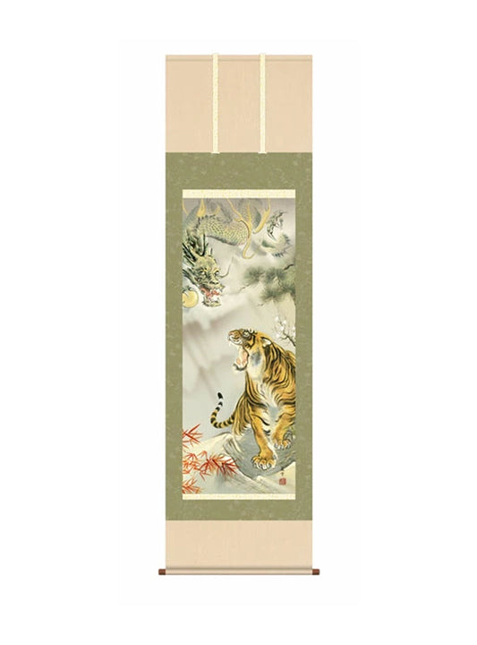 濱田嵐雪(三美会) 龍虎吉祥之図 尺五