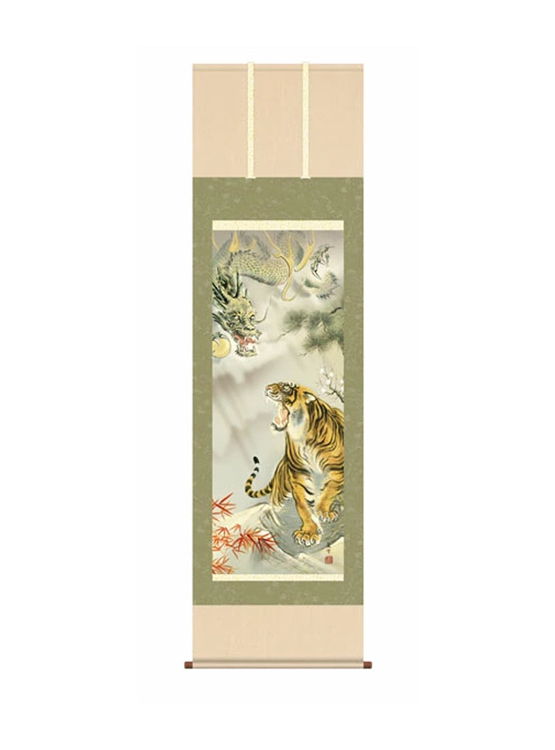 濱田嵐雪(三美会) 龍虎吉祥之図 尺五