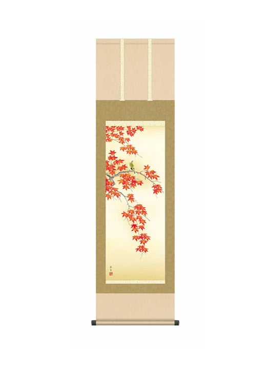 北山歩生(三美会) 紅葉に小鳥 尺三