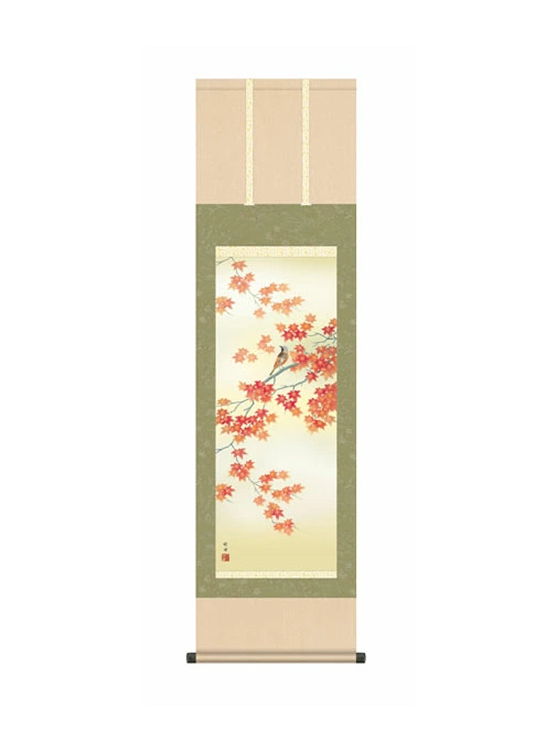 田村竹世(三美会) 紅葉に小鳥 尺三