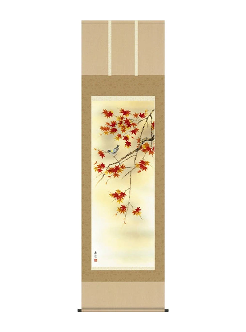 西尾香悦 秋紅葉に小鳥 尺五