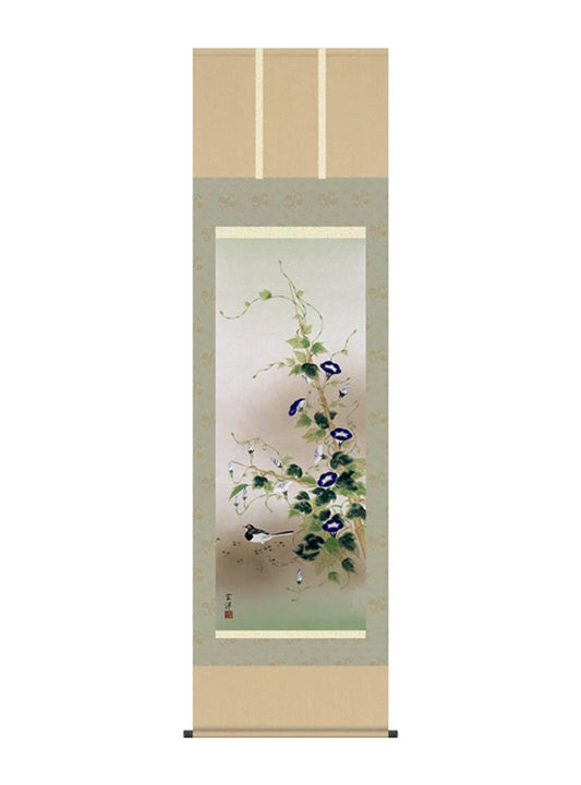 近藤玄洋 朝顔に鶺鴒(夏の花鳥) 尺五
