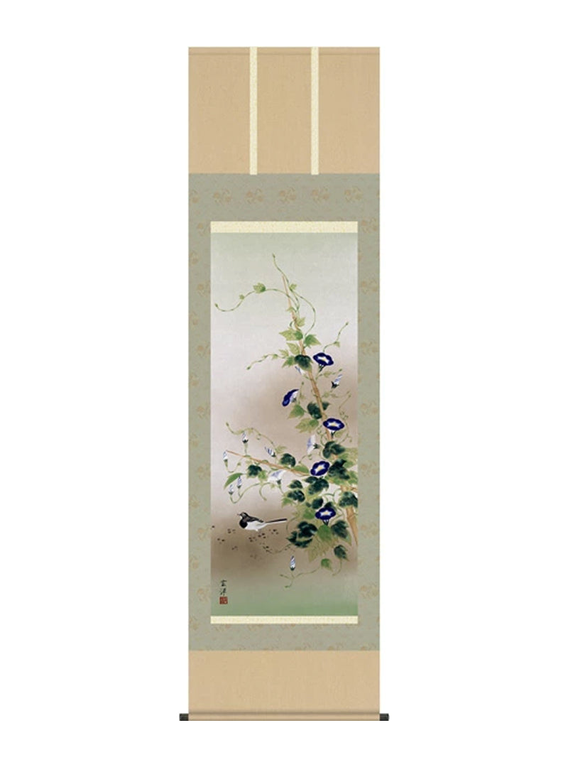 近藤玄洋 朝顔に鶺鴒(夏の花鳥) 尺五