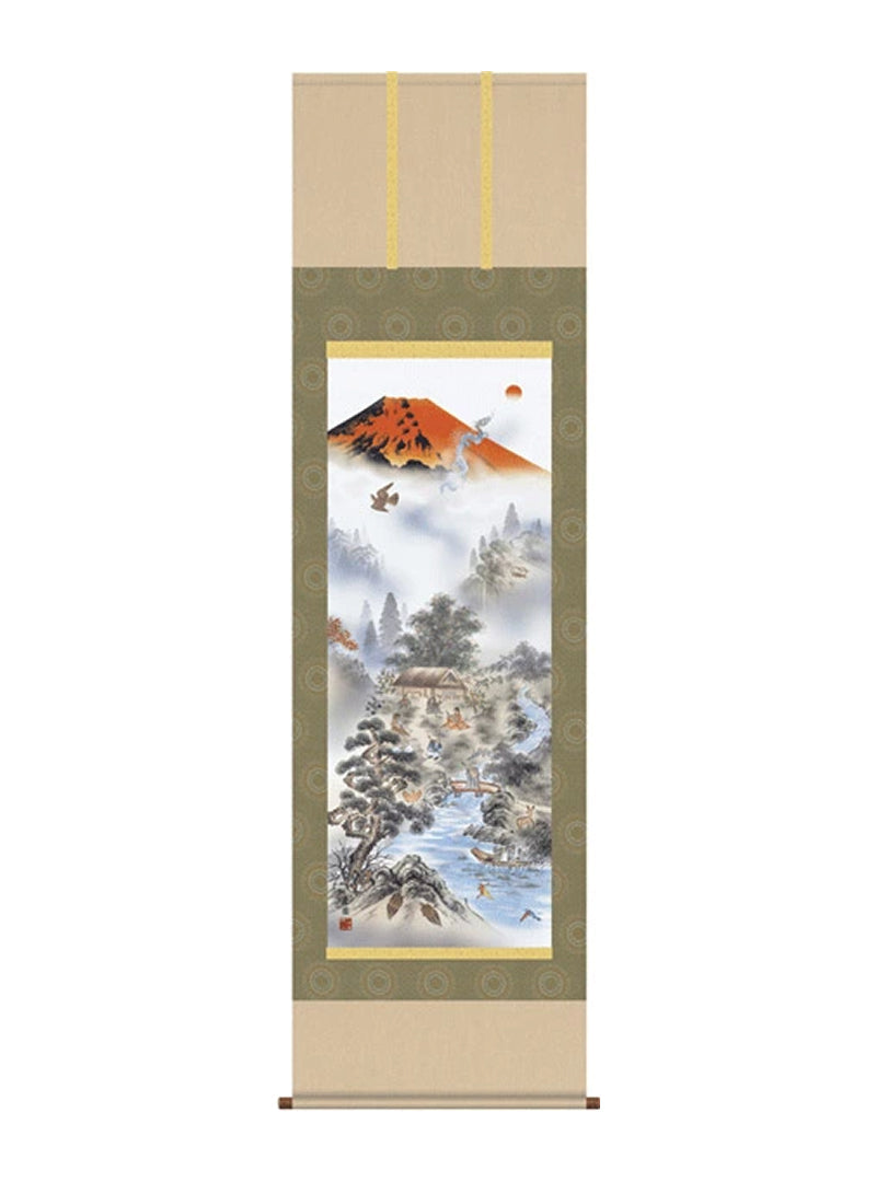 有馬荘園 赤富士四神万全図 尺五