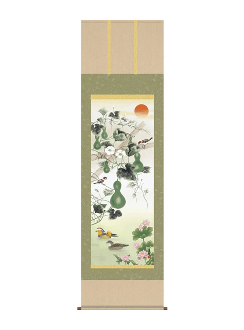 井原蒼竹 六瓢息災鴛鴦図 尺五
