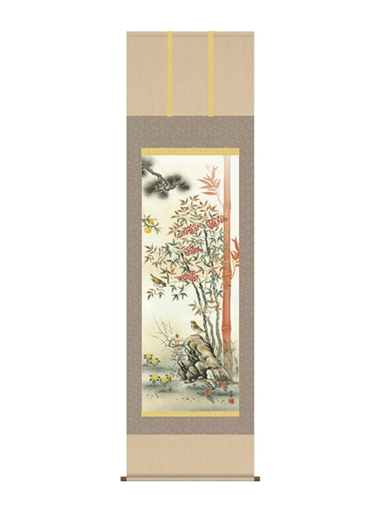田村竹世 消災南天三友図 尺五