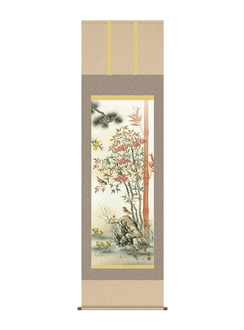 田村竹世 消災南天三友図 尺五