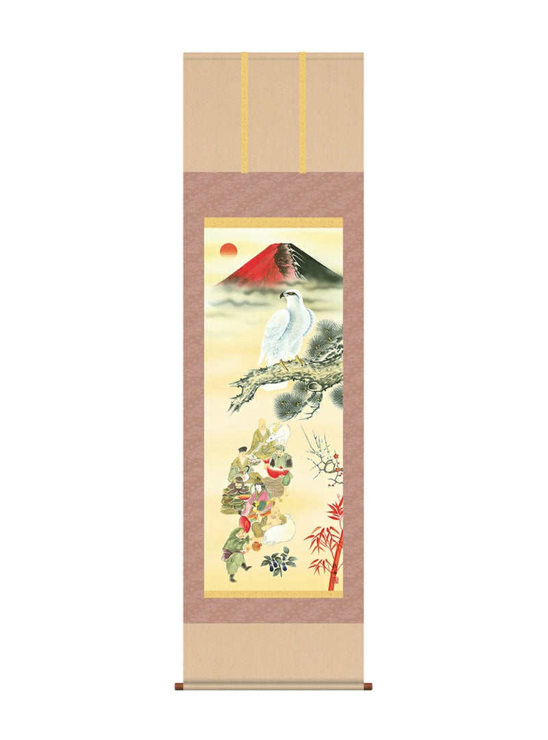 長江桂舟 吉祥初夢福徳図 尺五