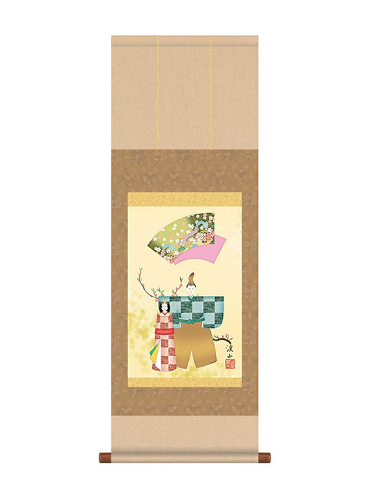 伊藤渓山 立雛 ミニ掛軸