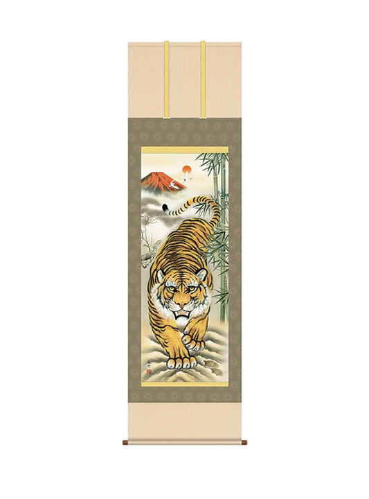 濱田嵐雪 紅峰縁起猛虎図 尺五