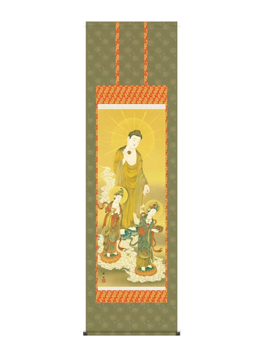 浮田秋水 仏書画阿弥陀三尊仏 尺五