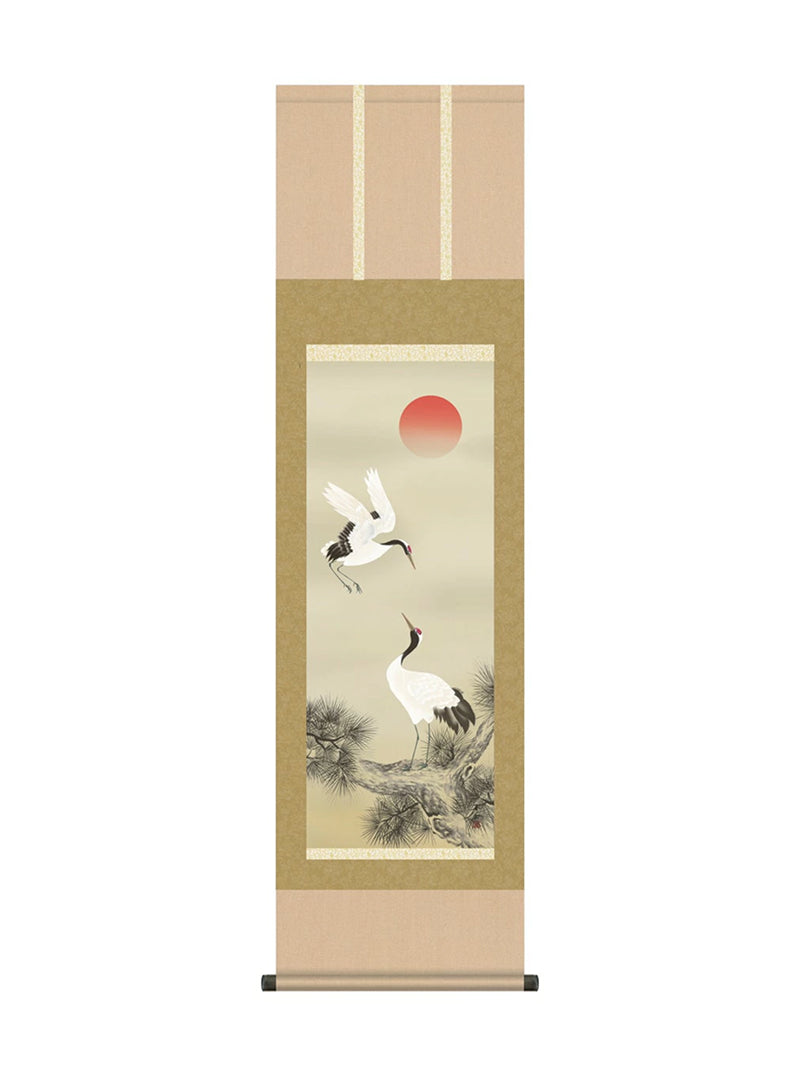 鈴村秀山 松上双鶴 尺三