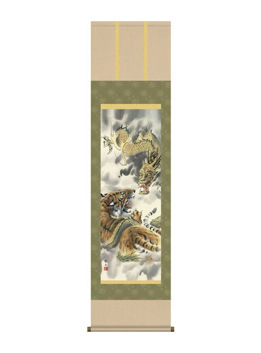 長江桂舟 龍虎図 尺三