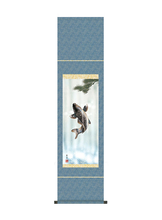 鈴木翠朋 跳鯉 ミニ掛軸